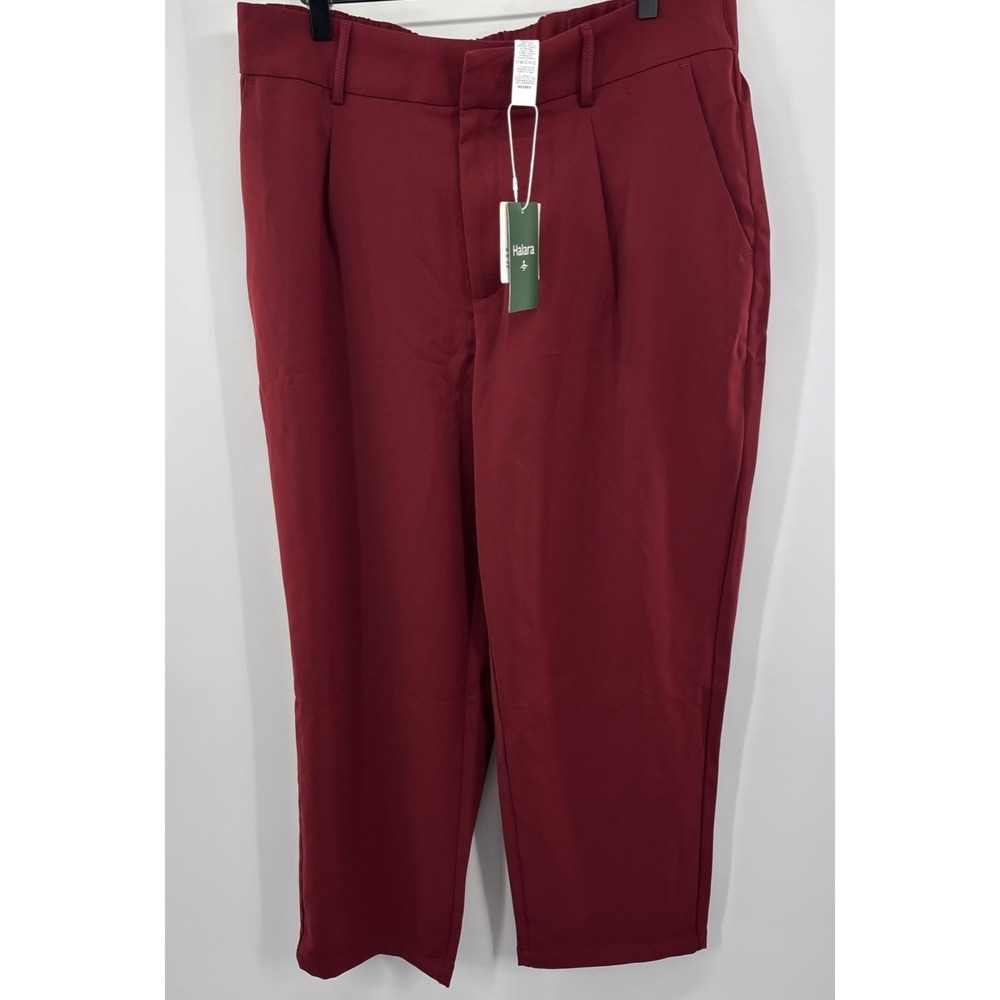 Halara Pleated High Waisted Trouser Pants XL P Wide‎ Leg Red Athleisure NWT